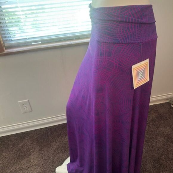 LuLaRoe Azure Plum/Purple/Blue high waist maxi skirt, size XL - Picture 2 of 5